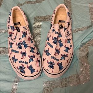 Vans White and Blue Stitch Print Sneakers never worn, women’s size 9